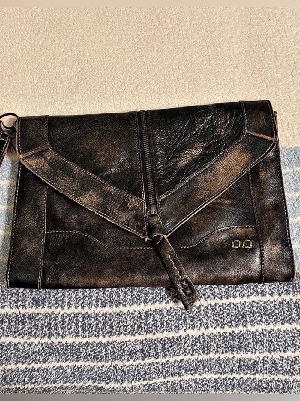 Bed Stu Templeton II Leather Wristlet Clutch Black